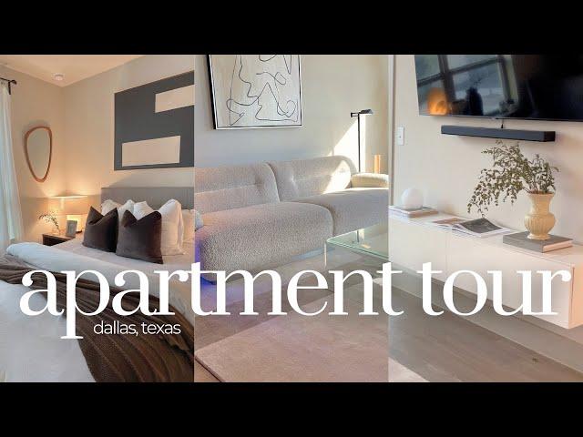 Modern Cozy Apartment Tour - Dallas, Texas | Fully Furnished | Neutral Stylish Decor