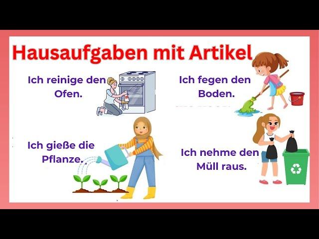 Household Chores with Article #001 | German Action Verbs For Beginner Daily Use | German Sentences