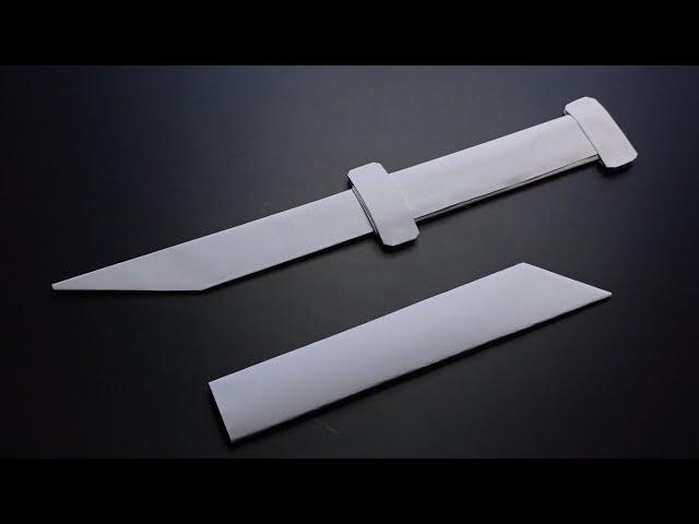 DIY - How to make a dagger with a scabbard from A4 paper - Paper weapons knife