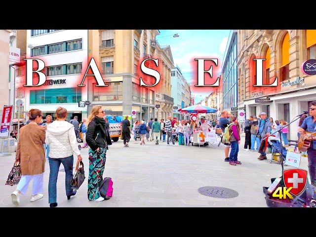 SWITZERLAND BASEL  City Centre Walking tour 4K Town of contemporary art