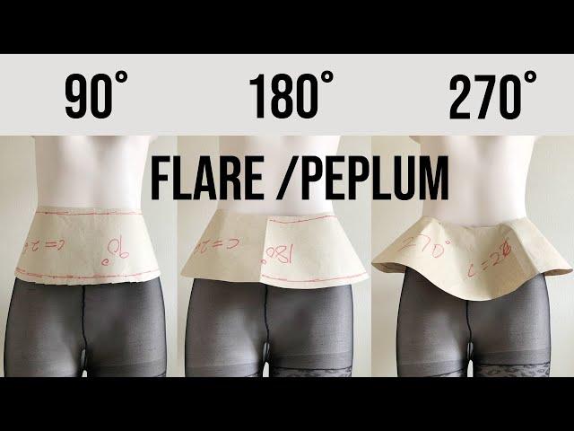 How To Cut 90 Degrees, 180 Degrees and 270 Degrees Flare/Peplum