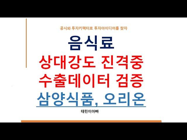 음식료 상대강도 진격중 수출데이터 검증 삼양식품, 오리온 상대강도 진격중 수출데이터 검증 삼양식품, 오리온