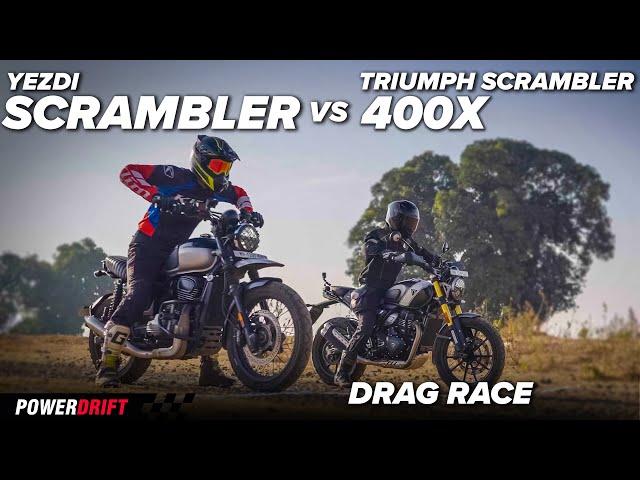 Scrambler Showdown | Yezdi Scrambler vs Triumph Scrambler 400X | Off-Road Drag Race | PowerDrift