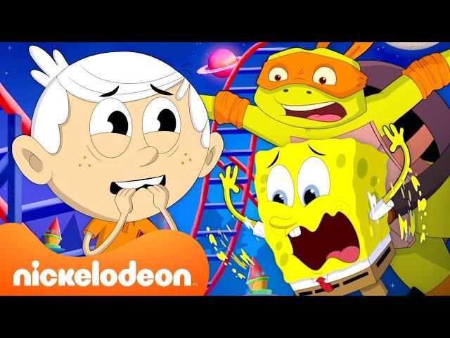 SpongeBob & Friends FALL OFF A Ride  | NEW CROSSOVER (ft. Loud House, TMNT) | Nicktoons Universe