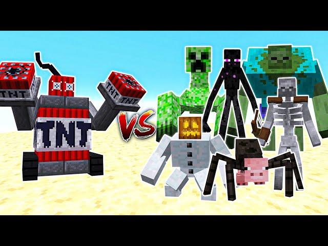 TNT Golem VS All Mutant Mobs - Mob Battle in Minecraft