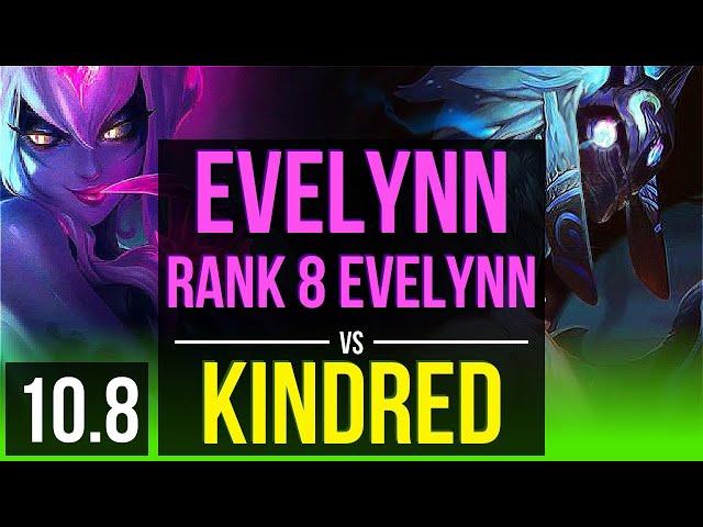 EVELYNN vs KINDRED (JUNGLE) | Rank 8 Evelynn, 76% winrate, Legendary | KR Grandmaster | v10.8