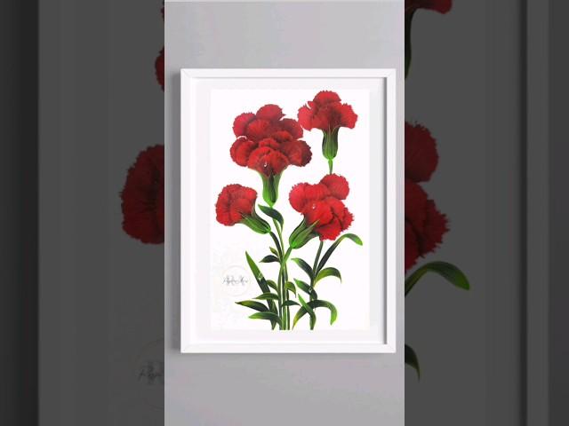  Incredible RED Carnations Easy Acrylic Painting Flowers #shorts