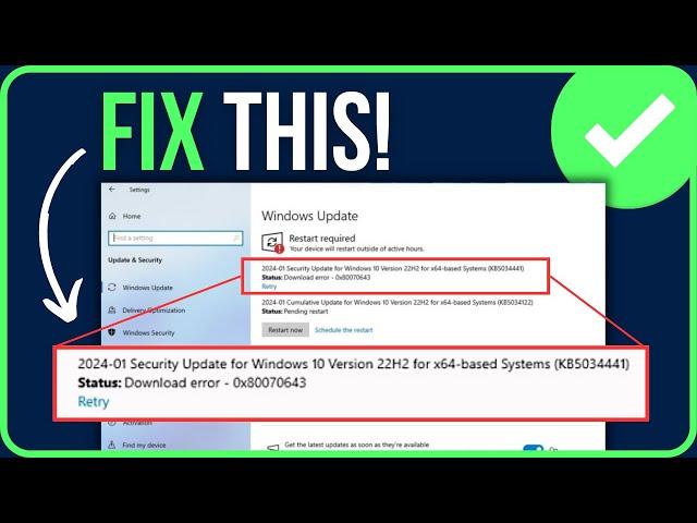 [FIXED] KB5034441 DOWNLOAD ERROR 0X80070643 | Microsoft Update Error 0x80070643 Fix