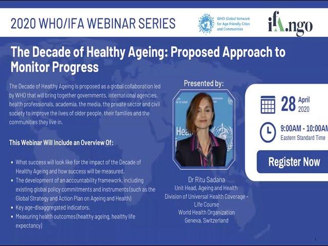 IFA/WHO Webinar Series | The Decade of Healthy Ageing: Proposed Approach to Monitor Progress