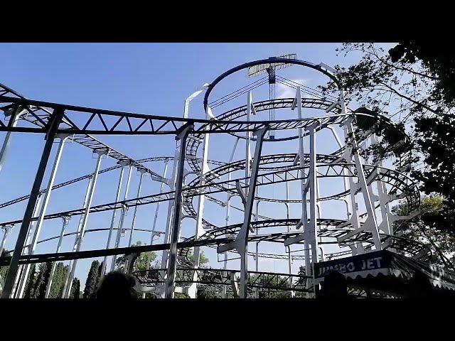 Walking in Minsk. Attraction roller coaster in Chelyuskintsev park