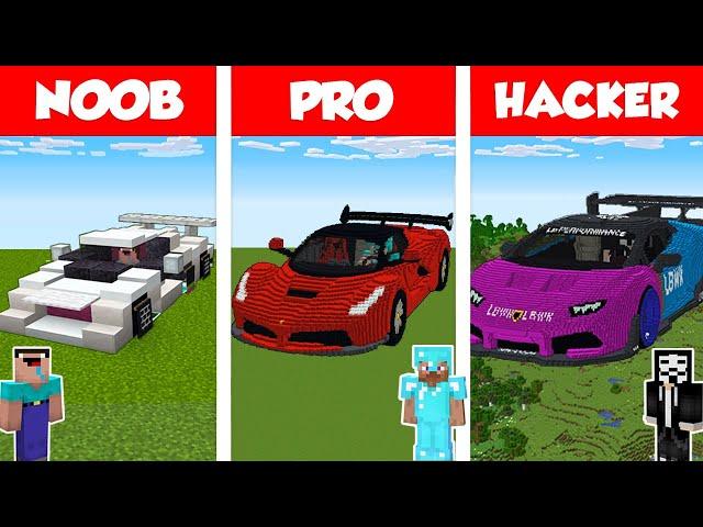 Minecraft NOOB vs PRO vs HACKER: SPORT CAR HOUSE BUILD CHALLENGE in Minecraft / Animation