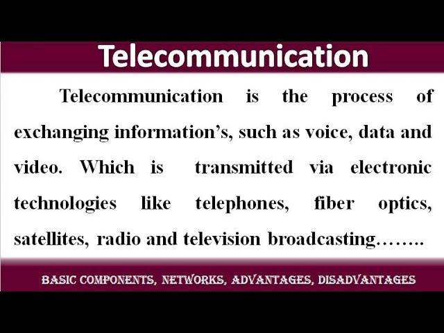 What is Telecommunications? Essay on Telecommunication in English Telecommunication  Communication