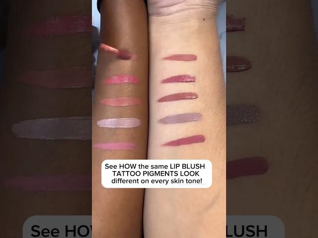 See HOW the same LIP BLUSH TATTOO PIGMENTS LOOK different on every skin tone!