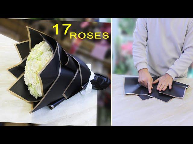 17 Roses arrange flowers Bouquet. || flower wrapping techniques || Flower Bouquet arrangement