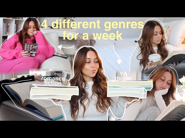 reading different genres for a week ⭐️ (romance, thriller, young adult, & fiction!)