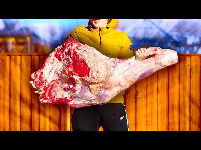 WE PREPARED A HUGE LEG OF A BULL WEIGHING 33 KILOGRAMS