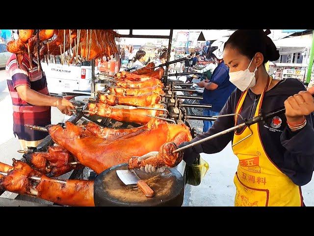 Best Cambodian Street Food - Roast Pork legs, Duck, BBQ Pork & Braised Pork