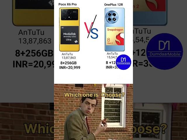 Xiaomi Poco X6 Pro Vs OnePlus 12R Specs....#shorts #fun