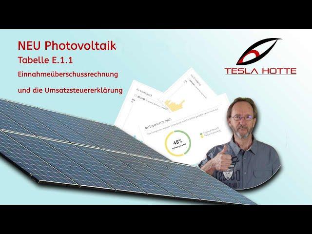 NEU Photovoltaik  Steuererklärung und Umsatzsteuer mit neuer Tabelle E.1.1