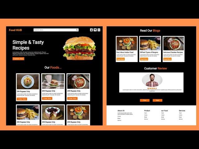 Food / Restaurant Website Using HTML CSS and JavaScript in Hindi | Food Website Using HTML and CSS