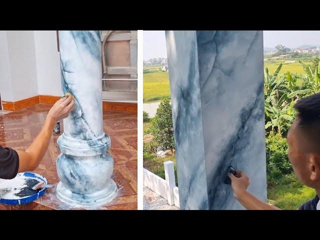 DIY - Compilation of Videos Techniques Fake Stone Paint On The House Column