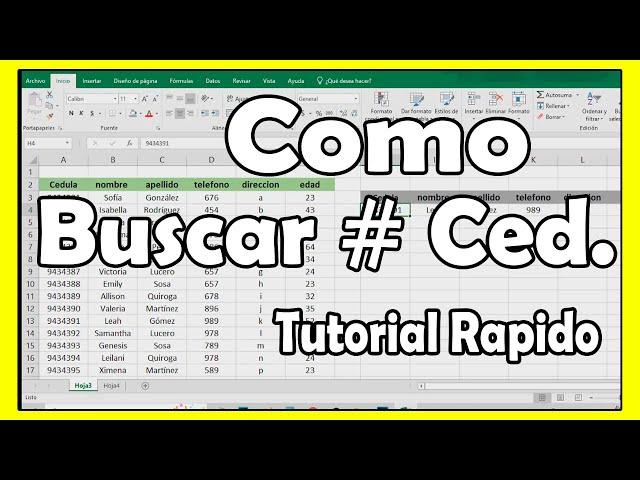 Como buscar los datos de una persona con la cedula en Excel función Buscar