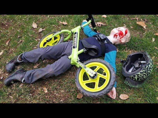 Epic Bike Crash - Tommy's balance bike FAIL!