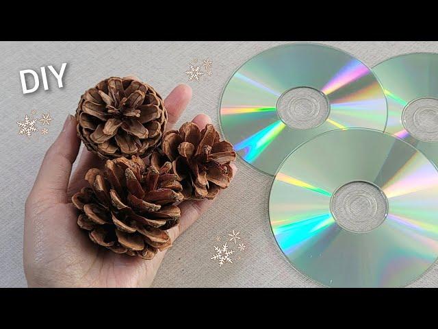 VERY Beautiful! Christmas decoration idea with Old cd and pine cone - Genius recycle idea -DIY hacks