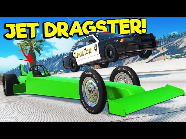 NEW JET DRAGSTER Mod Creates BIG Crashes on the Highway in BeamNG Drive Mods!