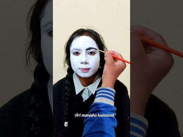 wednesday addam painting on face |  art | wednesday addam face art | drawing wednesday addam