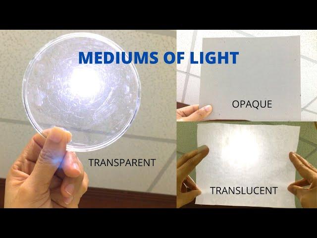 MEDIUMS OF LIGHT | Differences Between Transparent, Translucent, Opaque | Light Experiment for Kids