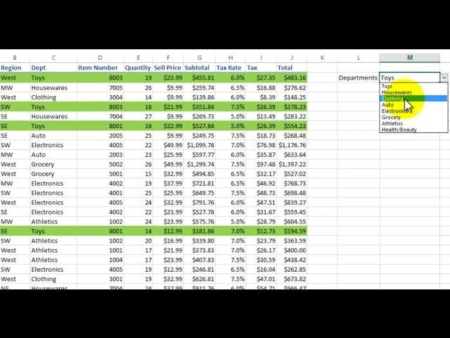 Excel Highlight rows and records