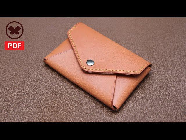 035 Making a Leather Card Wallet (Free PDF pattern): 심플한 똑딱 명함 지갑