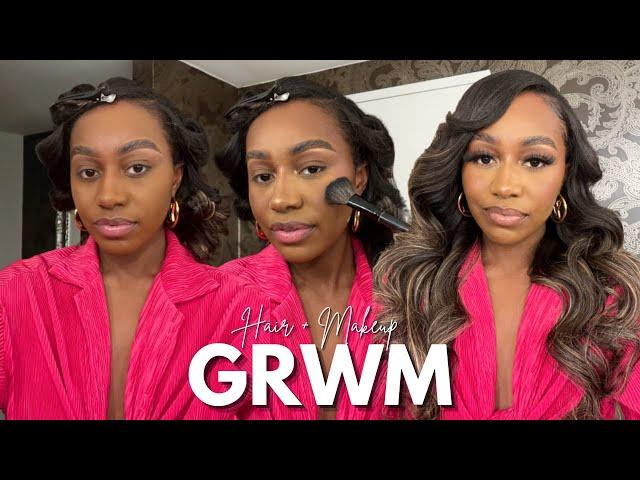 GRWM: *IN DEPTH* GO-TO SOFT GLAM MAKEUP LOOK FOR WOC + STYLING SEW-IN: BOUNCY CURLS | ALLABOUTASH