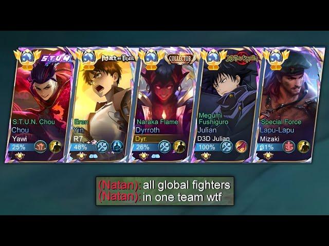 MLBB 5 MAN FIGHTER IN RANK!!(world’s best fighter in one team)