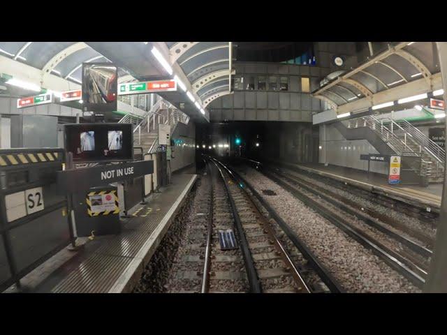 London Underground. Reversing west to east at Hounslow Central. Drivers POV. Night video