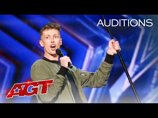 Early Release: The Judges Can't Stop Laughing at Cam Bertrand's Comedy - America's Got Talent 2021