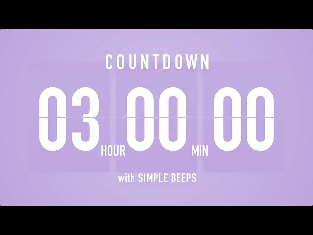 3 Hours Countdown Flip Clock Timer / Simple Beeps 🫐 