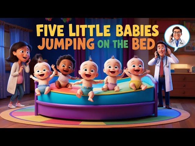 Five Little Babies jumping On The Bed  | Nursery Rhymes and Kids Songs | E Family Channel