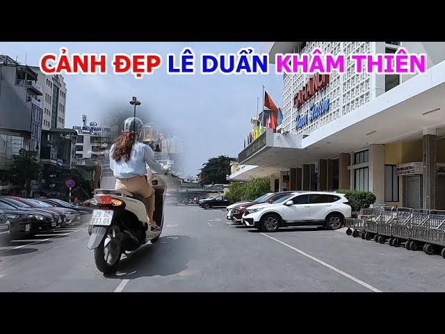 Cảnh tươi đẹp trời nắng Phố Khâm Thiên Lê Duẩn tới công viên thống Nhất | Walking Vietnam Street 4K.