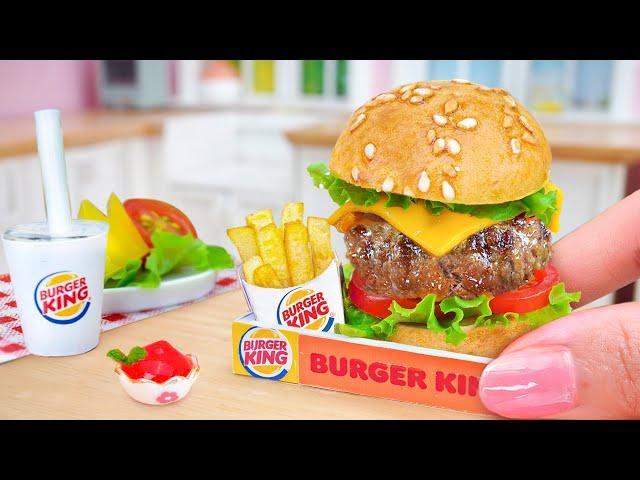 How To Make Burger King Chicken Burger In Miniature Kitchen with Mini Yummy ! ASMR Cooking Idea