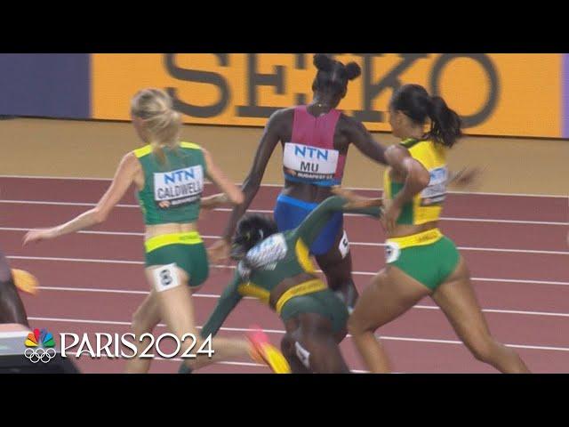 Athing Mu dodges scary collision on final lap to clinch spot in 800m final at Worlds | NBC Sports