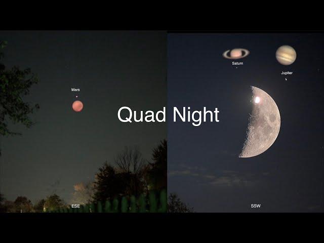 Saturn, Jupiter, Mars & a 44% Moon in Unstable Ohio Skies - Canon Ra & R cameras, RF 800mm Lens