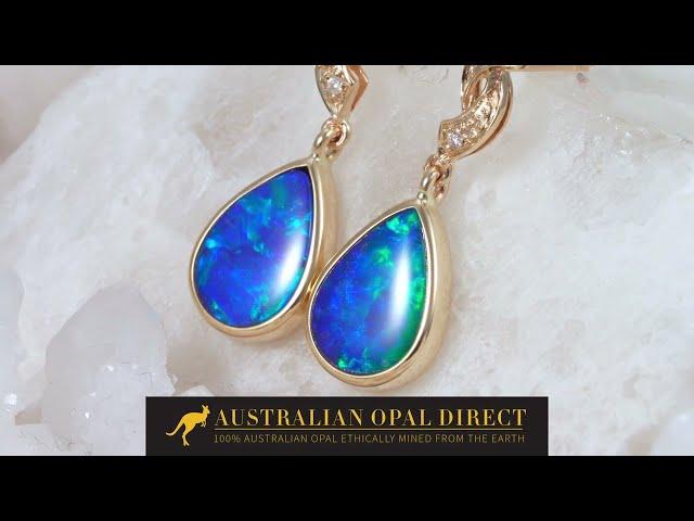 Gold Earrings, Green Earrings, Opal Stud Earrings - Australian Opal Direct | Worldwide Shipping