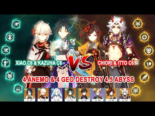 Xiao Kazuha C6 4 Anemo & Chiori Itto C6 4 Geo Destroy 4.5 Abyss Floor 12 - Genshin Impact