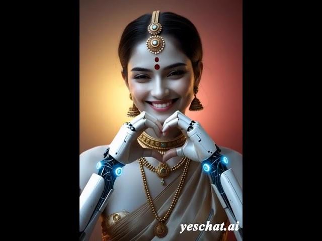 Indian Robot Girl Makes a Heart Sign | Future Meets Emotion 🫶 #love #beautiful #photoshoot
