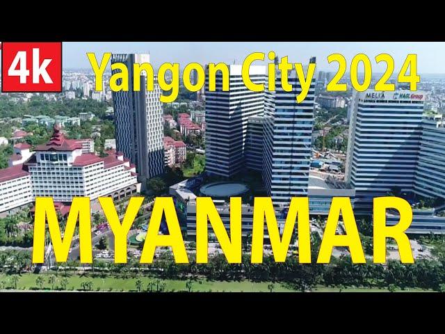 Yangon City 2024 , Myanmar 4K By Drone