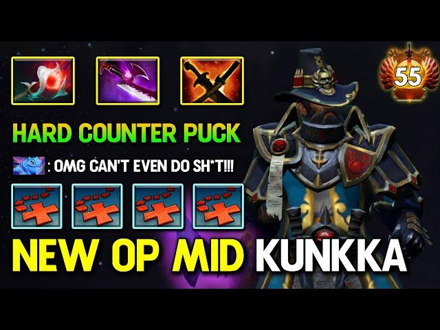 NEW OP MID CAPTAIN Kunkka Orchid + Silver Edge Build 100% Hard Counter Mid Puck 7.37b DotA 2