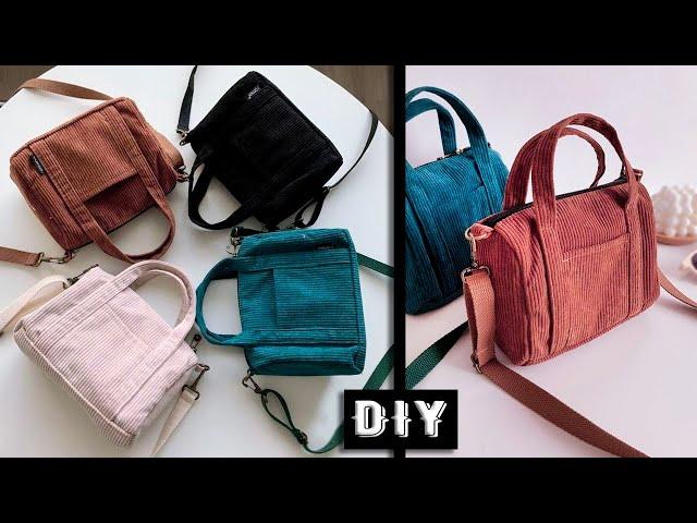 DIY Bag Making From Cloth Velvet Zip Bag with Pockets Design