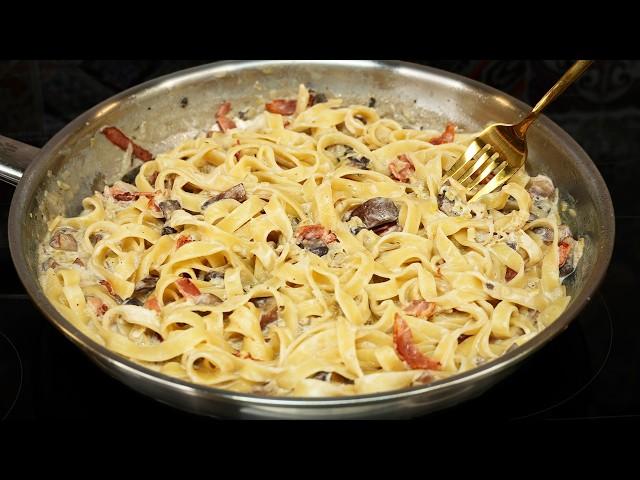 10-minute dinner that has conquered the whole world️Creamy pasta with leek and bacon